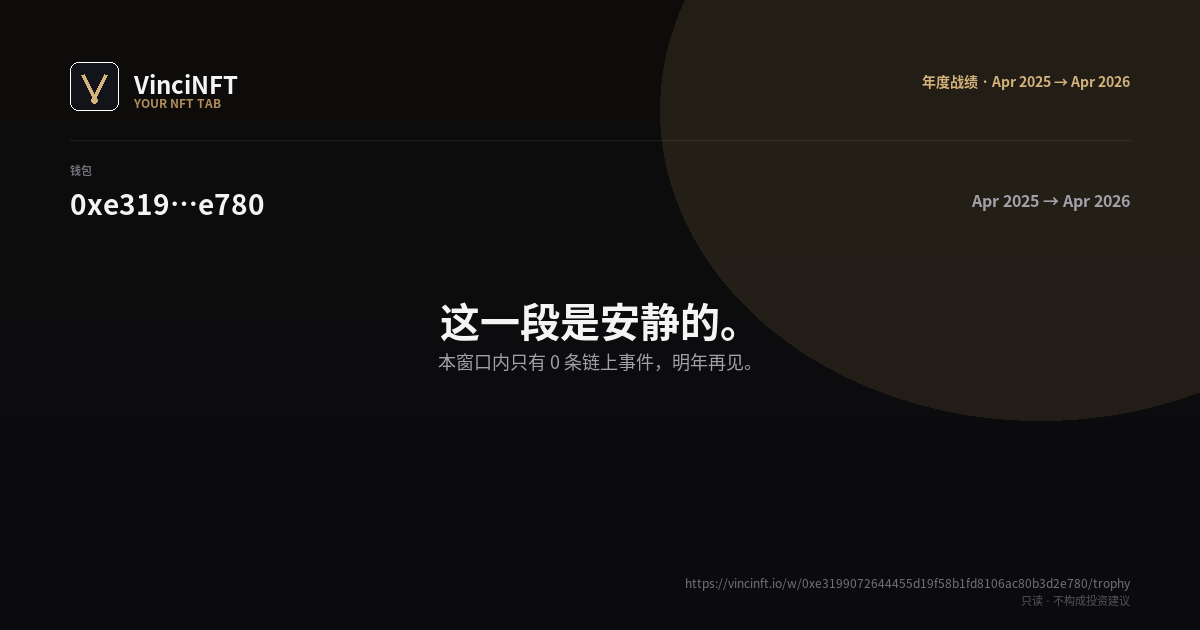 Trophy poster for 0xe319…e780 · Apr 2025 → Apr 2026